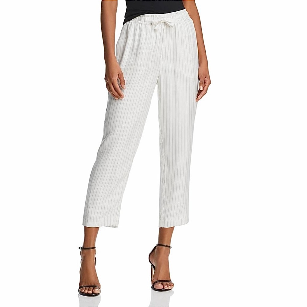 ATM Anthony Thomas Melillo White Pinstripe Cropped Pants